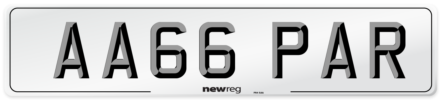 AA66 PAR Number Plate from New Reg